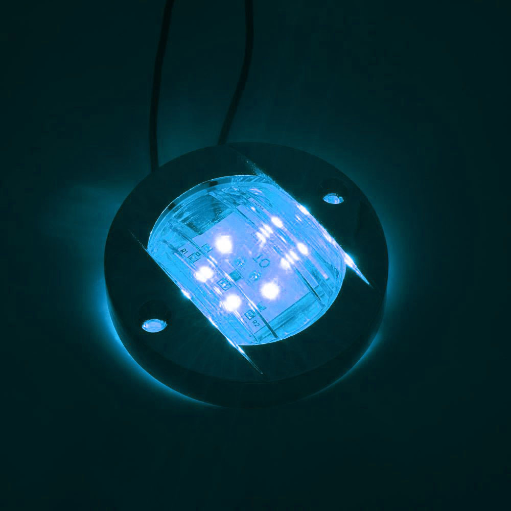 Στρογγυλό Αδιάβροχο Φωτιστικό LED 12V για Σκάφη με Μπλε Φωτισμό R2Q8 - Ασημί